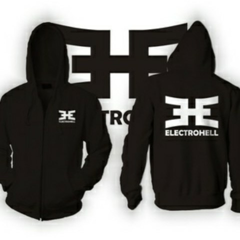 ZIPPER HITAM ELECTROHELL JAKET FLEECE JUMBO / BIG SIZE / ALL SIZE M L XL XXL XXXL XXXXL XXXXXL