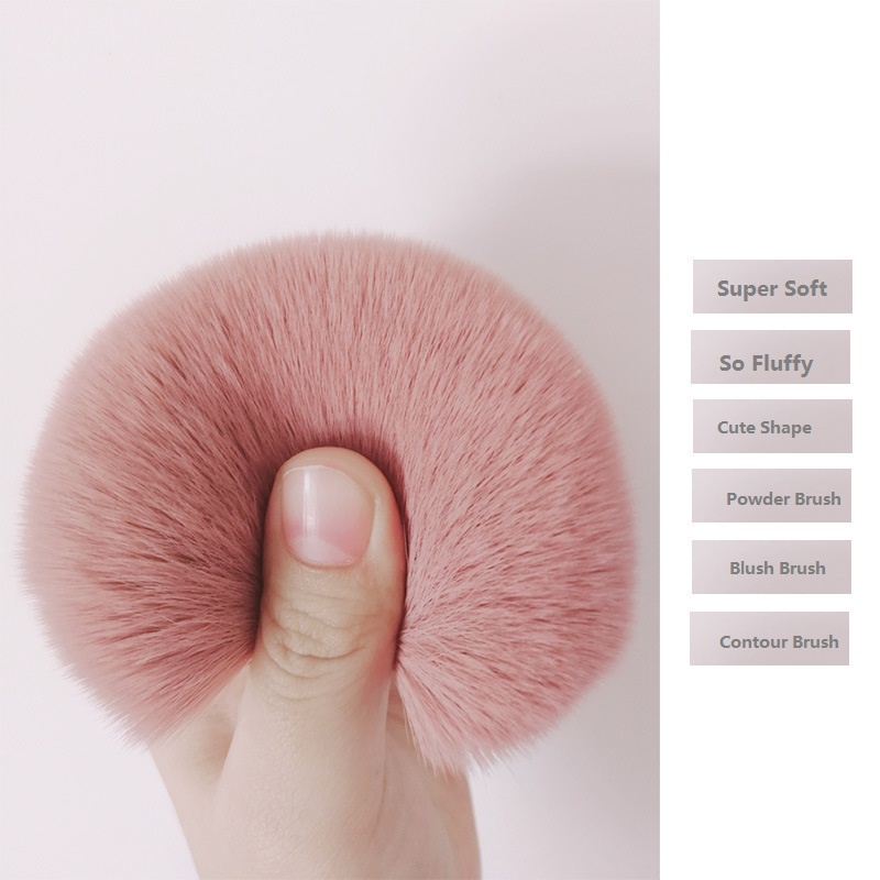 Brush makeup Kepala Jamur Warna pink Untuk Bedak / blush On