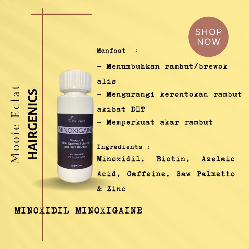 MINOXIGAINE Minoxidil PENUMBUH RAMBUT MENGATASI KERONTOKAN DAN KEBOTAKAN DHT BLOCKER ORIGINAL