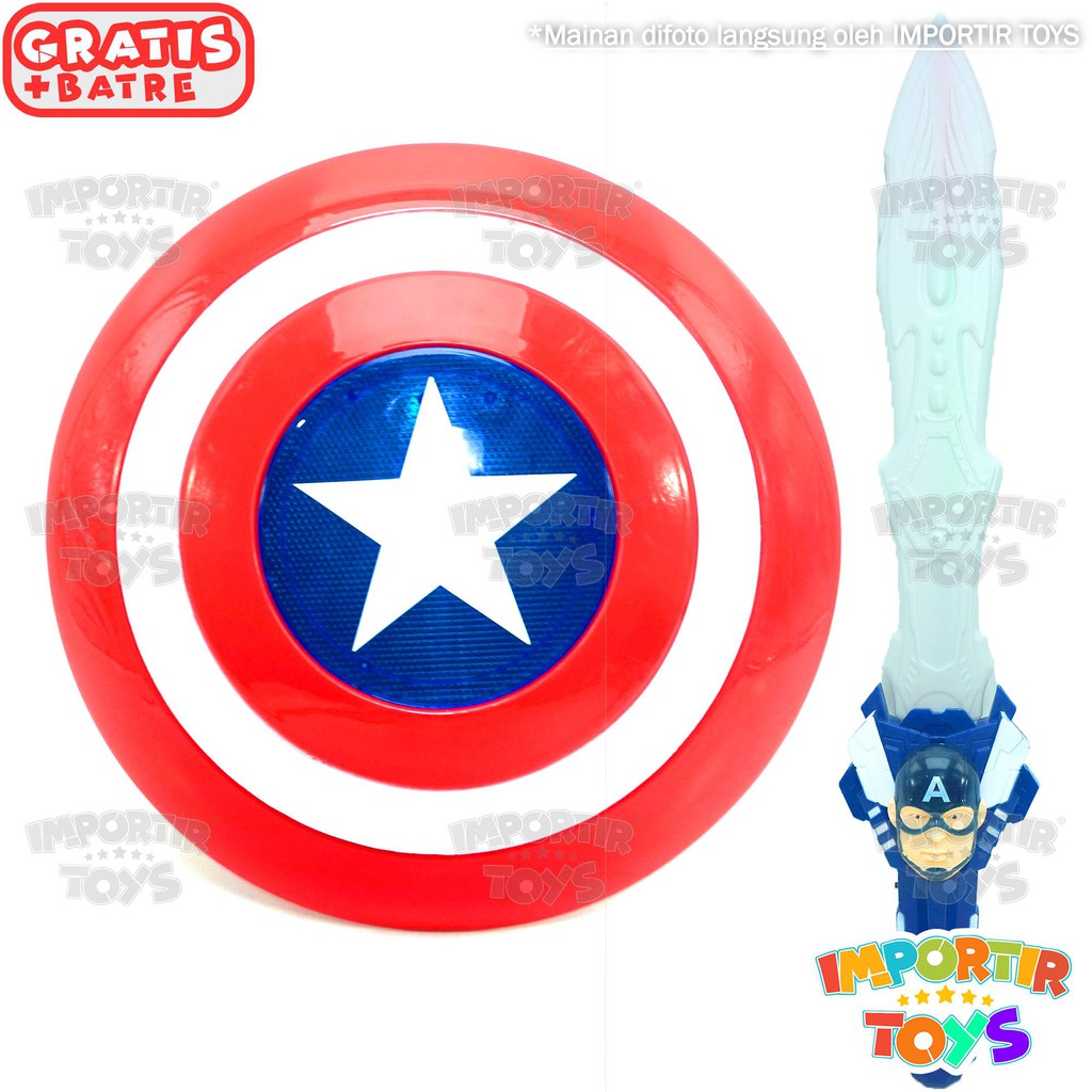 Mainan Anak Tameng Captain America + Lampu + Suara Berkualitas Keren