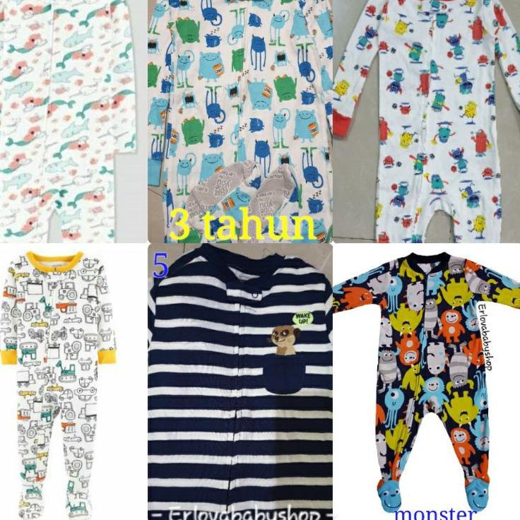 [PRODUK N8YBA] [GESER] 3 tahun sleepsuit carters tutup kaki dan buka kaki resleting depan antislip K