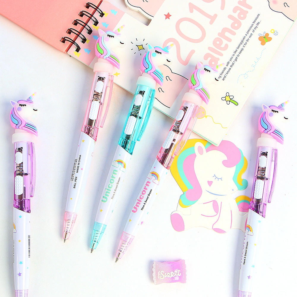 1pc Pulpen 0.5mm Desain Kartun Unicorn Lucu Untuk Stationery Sekolah