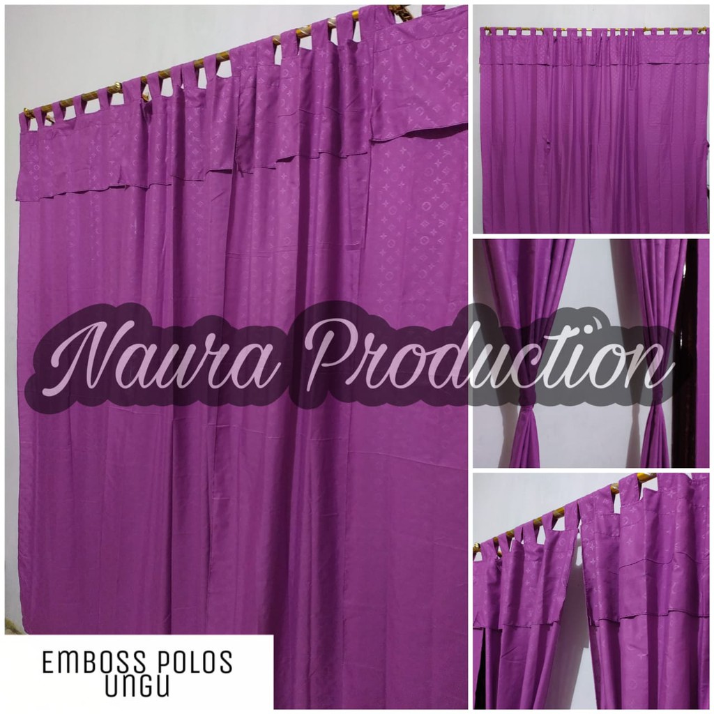 (COD) Gorden Pintu / Hordeng Pintu Polos Bisa Juga Jendela Polos Emboss Warna Ungu