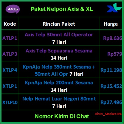[AXIS, XL] Paket Nelpon ( 7-14 Hari )