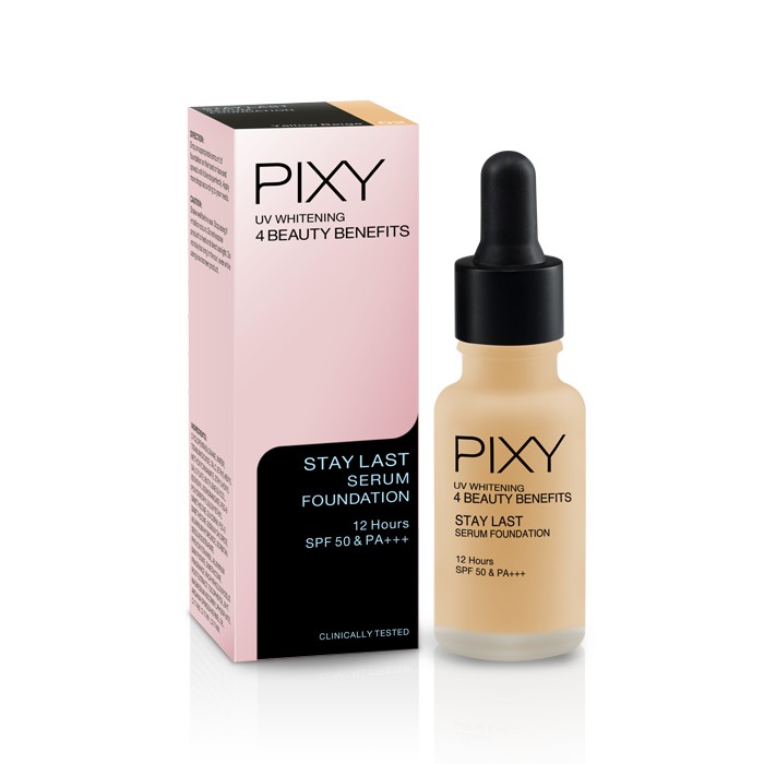 PIXY UV Whitening Stay Last Serum Foundation - 02 Yellow Beige (4 Beauty Benefits)