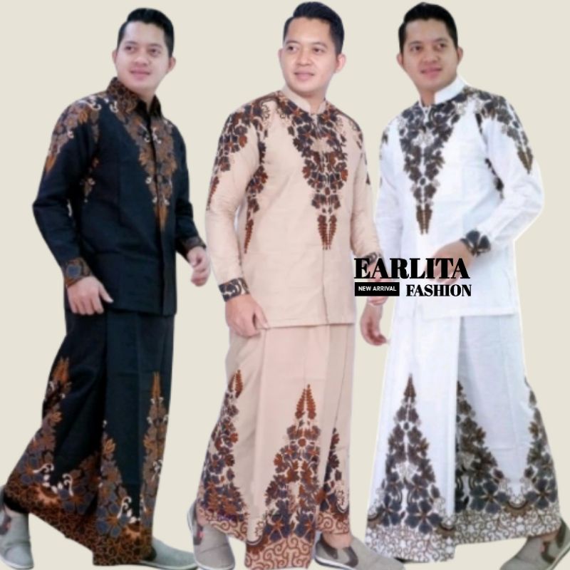 Koko Setelan Dewasa Lengan Panjang Batik Solo Modern Baju Lebaran 2024 Terbaru