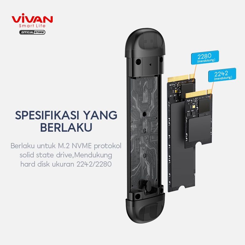 VIVAN M2 Enclosure VSHD2 USB Type C Dual Output 10 GbpsHigh Speed Transmission