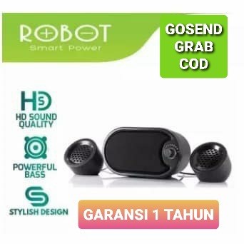 Speaker Stereo Full Bass Robot Rs170 Support Komputer Laptop
