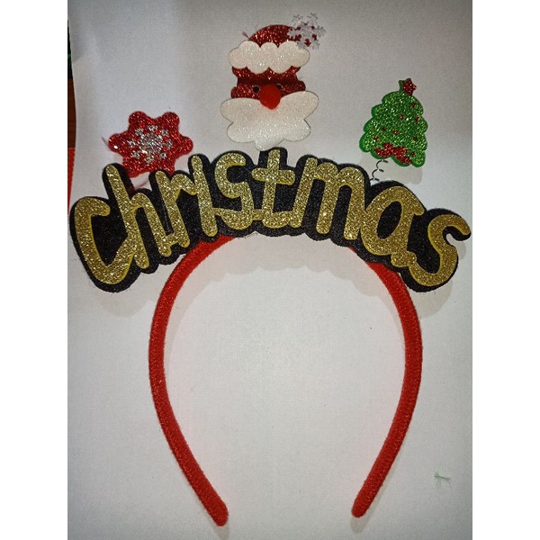 Bando Natal Motif Santa Claus / Topi Santa / Rusa