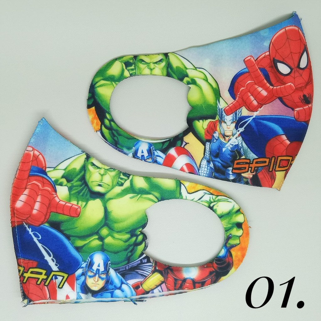 Arnis Masker Anak Non Medis Bahan Scuba Tebal dengan Motif Printing Lucu Bergambar / COD