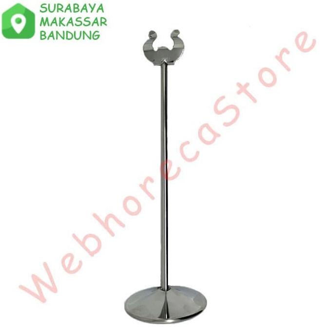 

Table Number Menu Stand Card Holder 25Cm Stainless / Tiang Nomor Meja Terlaris