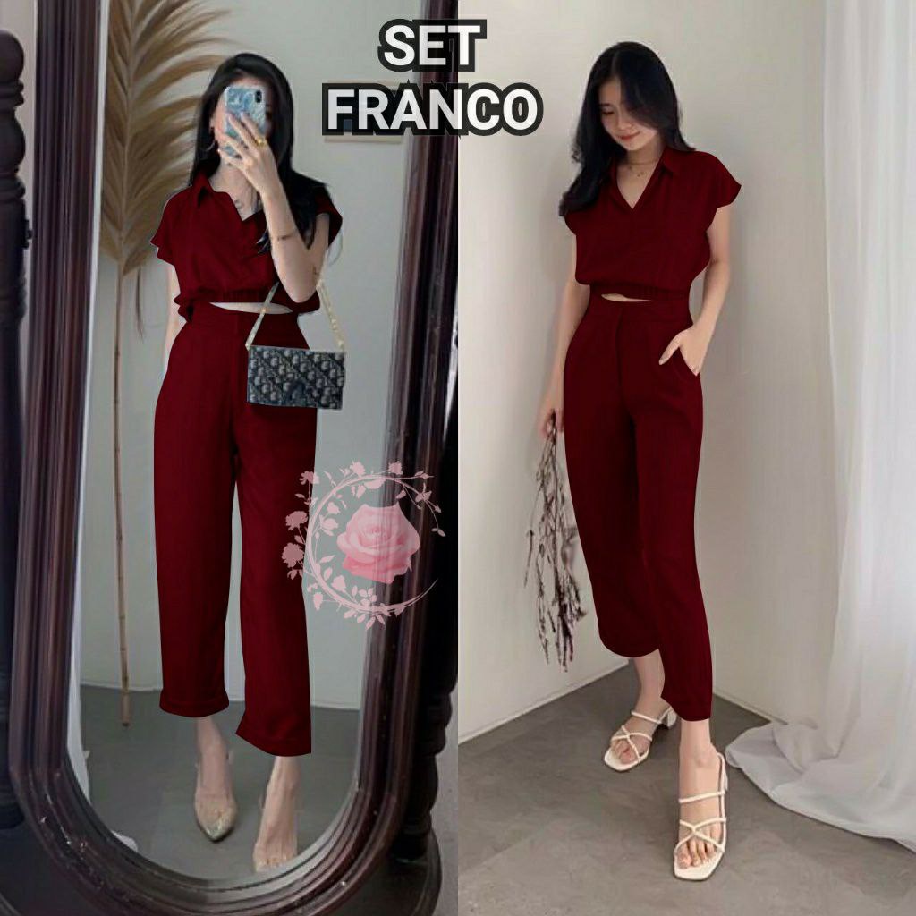 SETELAN FRANCO FASHION WANITA / BAJU CELANA PANJANG PESTA / BAJU PARTY / KASUAL