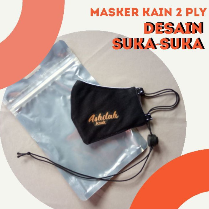 Masker Kain 2ply Custom/Polos Earloop dan Headloop Satuan dan Grosir
