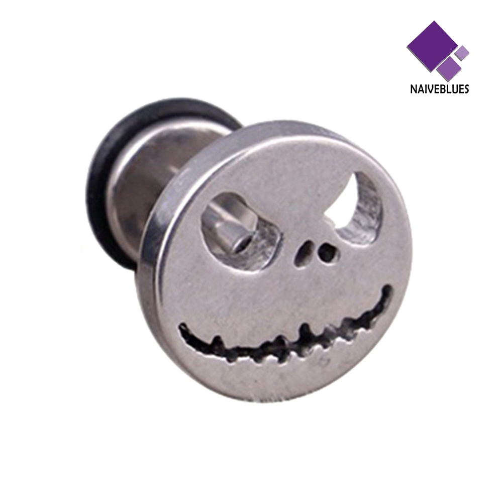 1pc Anting Stud Desain Tengkorak Halloween Bahan Titanium Untuk Pria Dan Wanita