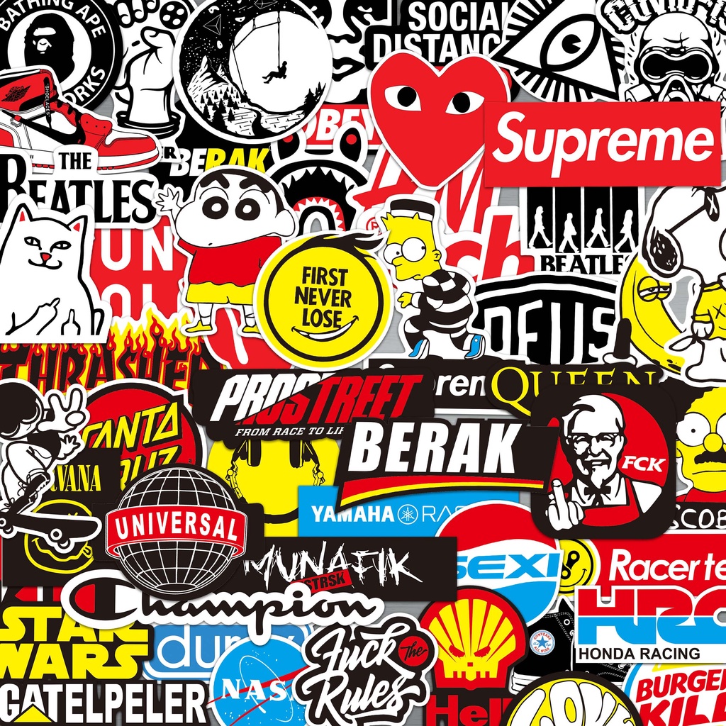 stiker PACK WARNA SUPREME GRAFITI STICKER GRAFTACK VINYL DECAL LUGAGE Laptop hp waterproof