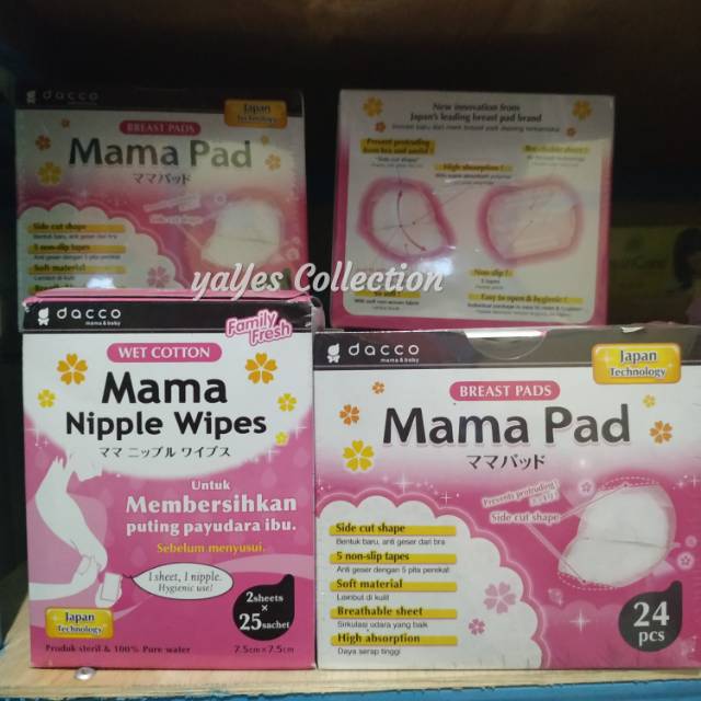 Mama pad 24 pcs dacco breast pads bantal bantalan payudara nipple wipes box satuan tisu basah