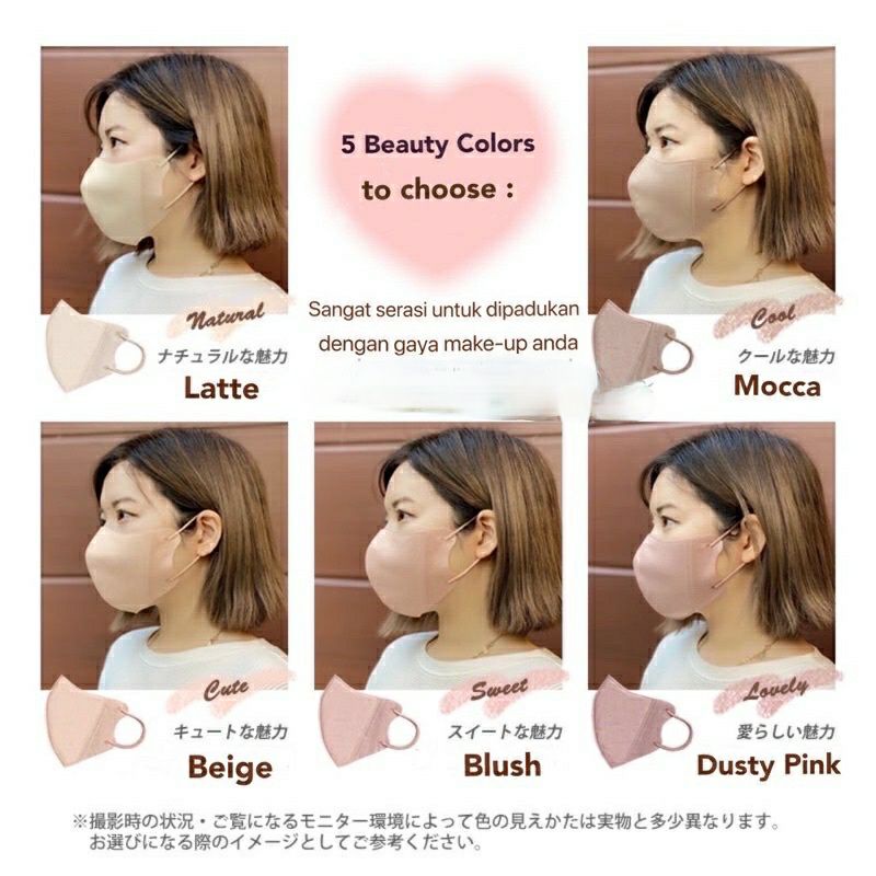 Masker 3D Duckbill Japan Quality 3 layer BFE&gt;98% (isi 5 pcs) / Masker Disposable