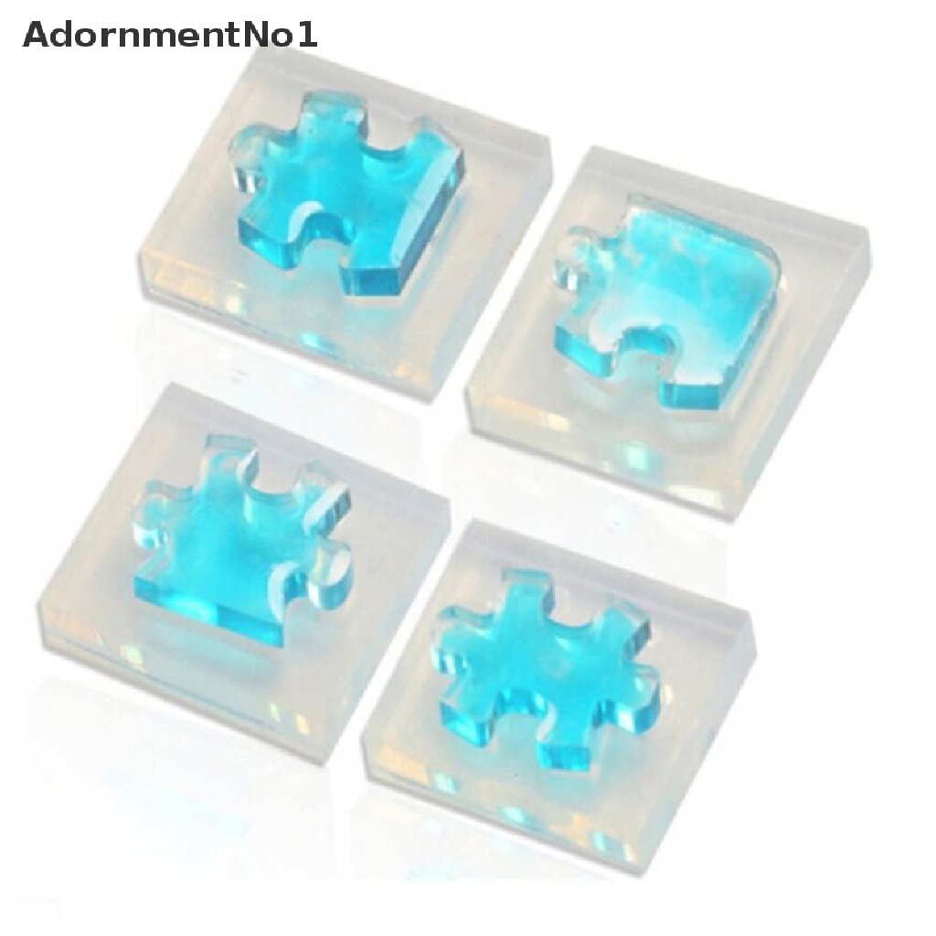 (AdornmentNo1) 4pcs / set Cetakan Liontin / Gantungan Kunci Bentuk Puzzle Bahan Silikon Resin UV