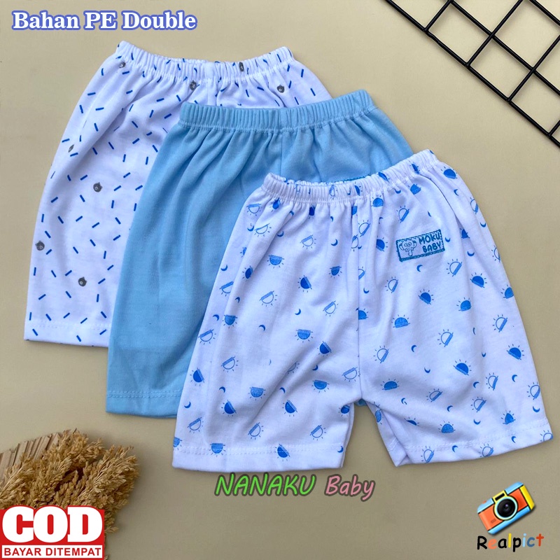 Isi 3 PCS Celana Bayi Baru Lahir Celana Pendek Bayi Seri Biru Usia 0-3 Bulan - Ana Baby