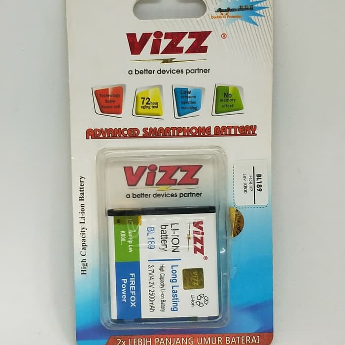 Vizz Double Power Battery Batre Baterai Vizz Lenovo BL189 BL-189 BL 189 K800