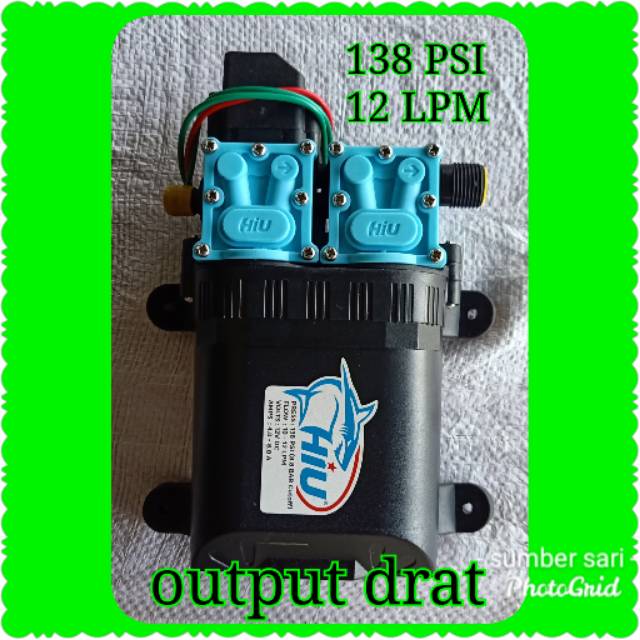 pompa air dc 12 volt 12 LPM 138 PSI merek HIU