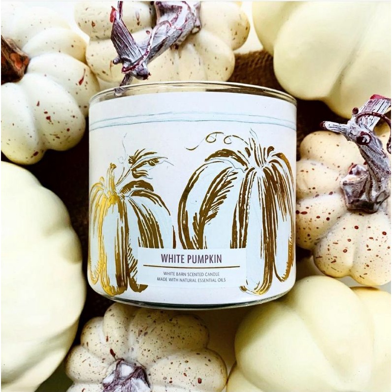 BATH &amp; BODY WORKS BBW WHITE PUMPKIN 3-WICK SCENTED CANDLE 411 G LILIN WANGI 3 SUMBU UKURAN BESAR PENGHARUM RUANGAN