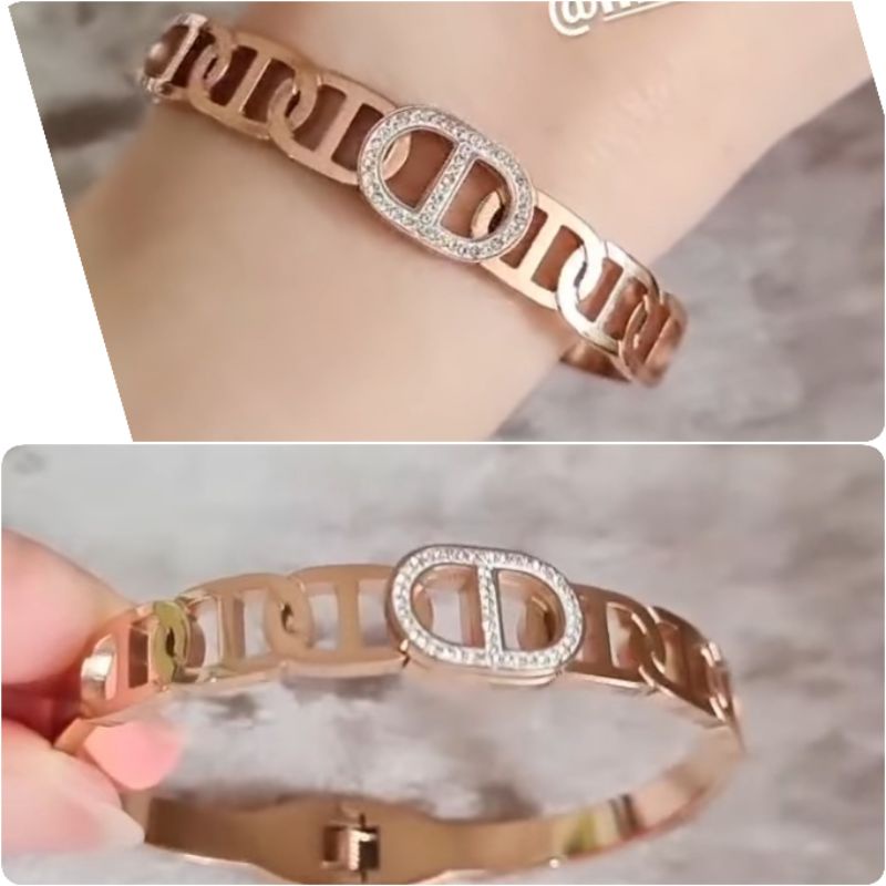 Gelang Titanium asli Rosegold Premium Quality Anti karat anti alergi Bracelet Stainless Steel 09288