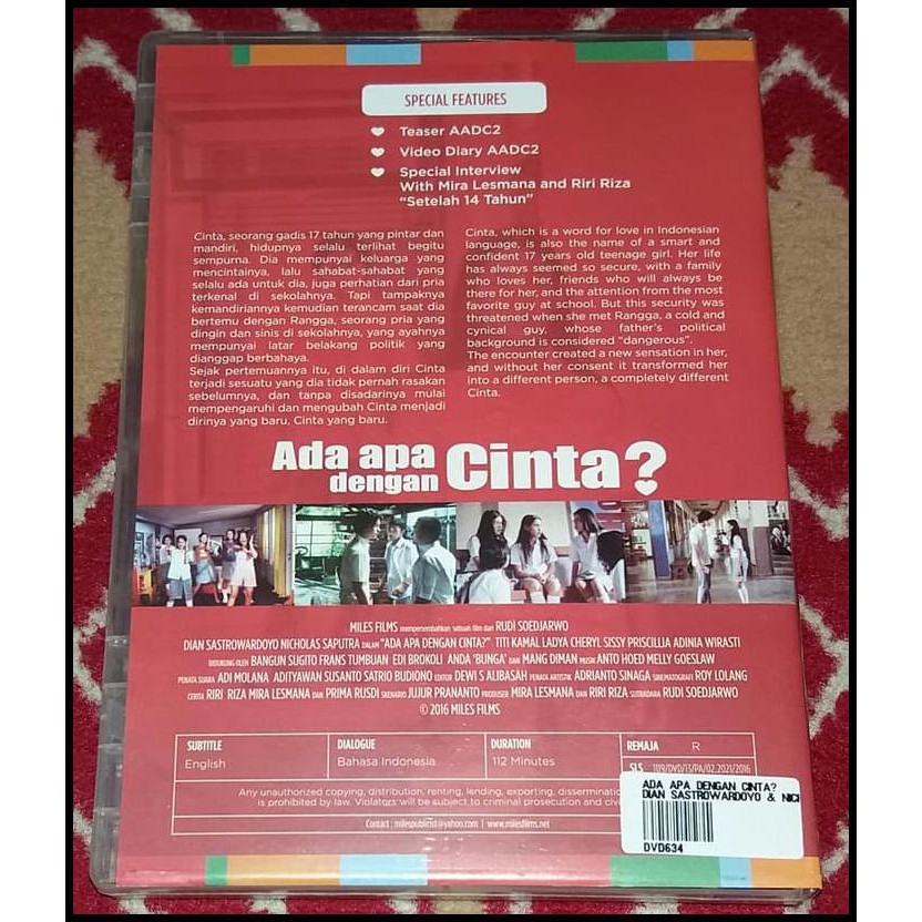 (Big Sale) Dvd Ada Apa Dengan Cinta ( Aadc ) Dian Sastro & Nicholas Saputra