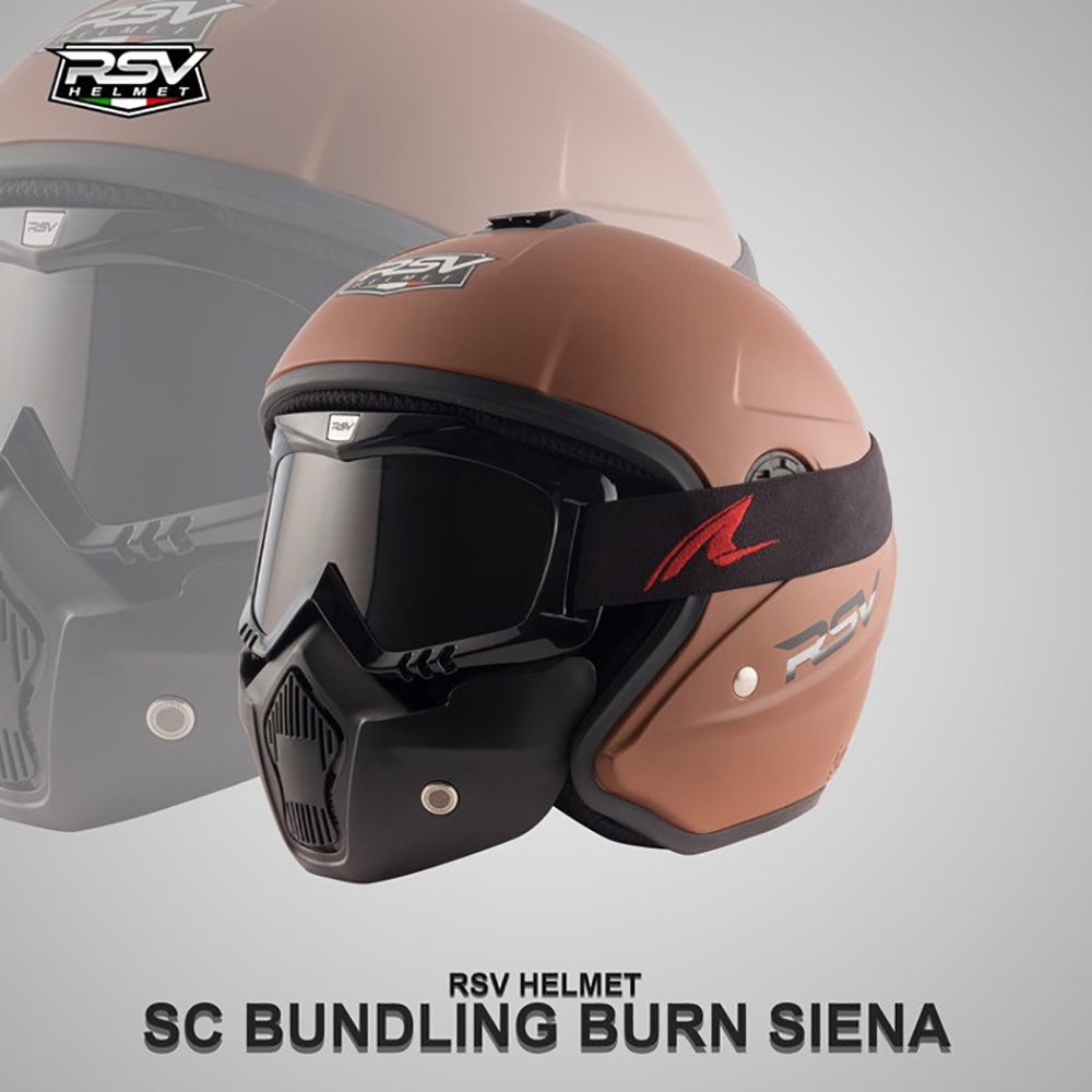 Helm Halfface / RSV SC BUNDLING / Burn Siena / RSV Helmet GOOGLE SMOKE