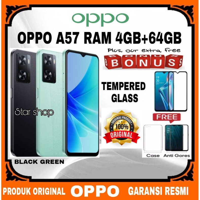 OPPO A57 4/64 GB GARANSI RESMI - OPPO A57 4GB/64GB 2022 BARU