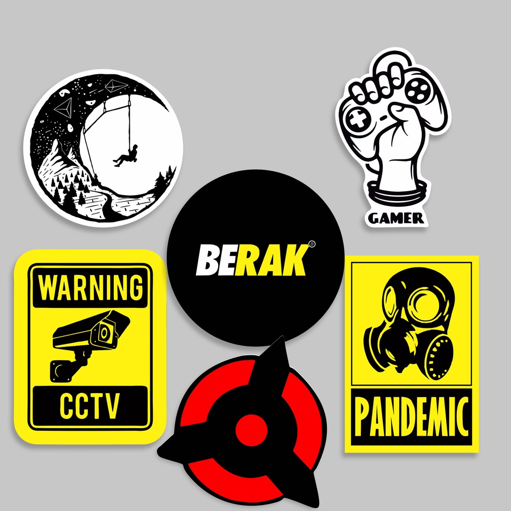 STIKER GRAFTACK - SERIES  3COLOR YELLOW 20pcs - STIKER AESTHETIC LAPTOP, AKSESORIS HP, ANTI AIR, MOTIF,HELM,TUMBLER