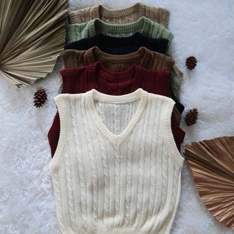 CABLE VEST KNIT- CABLE VEST ROMPI RAJUT WANITA