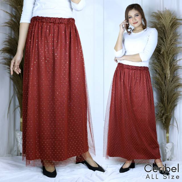 Rok Plisket tulle springkel rempe - rok bawahan kebaya - rok  kebaya