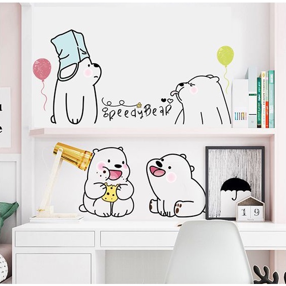 ❤ IJN ❤ Wall Sticker / Stiker Dinding Anak Karakter Kartun LAZY BEAR 50x70