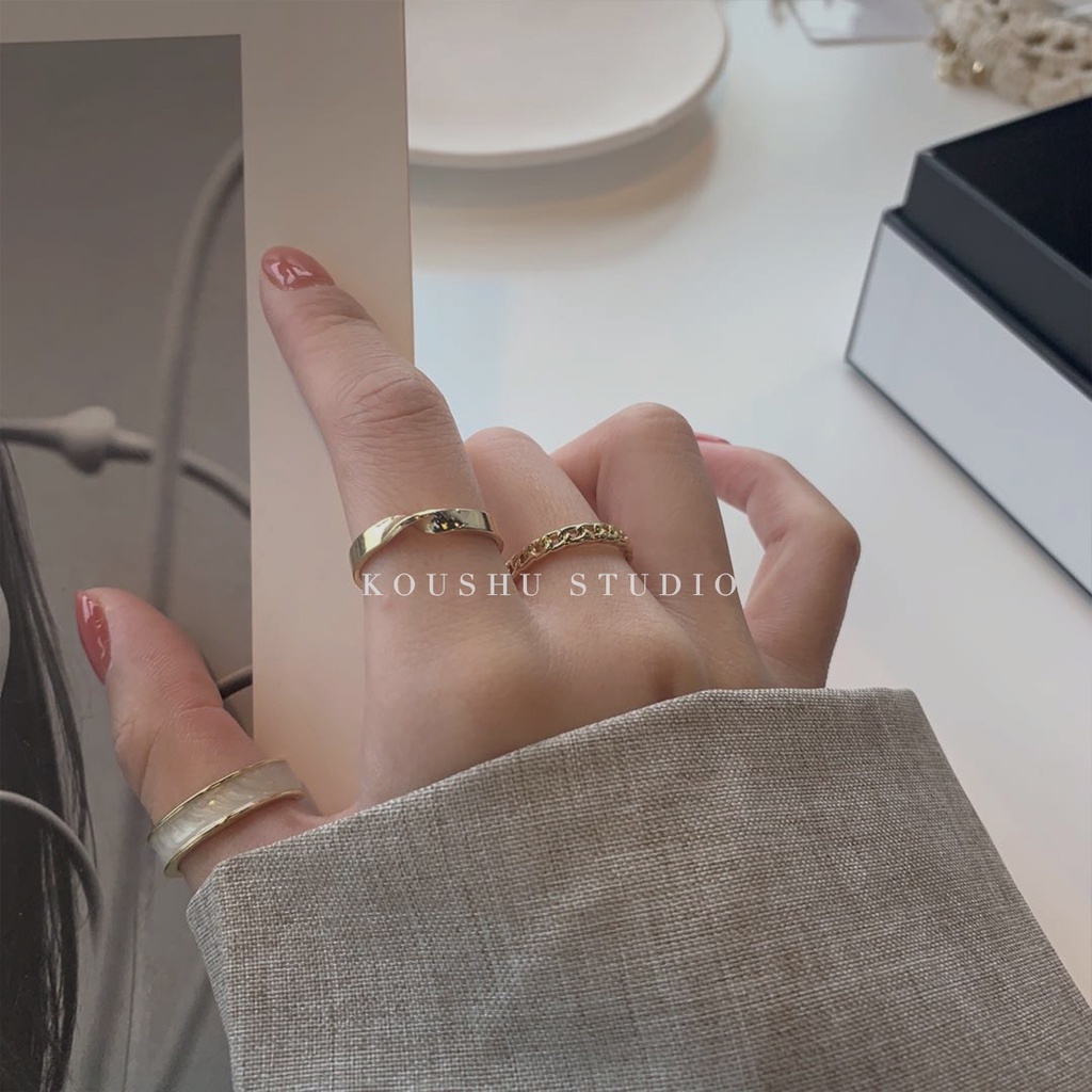 Cincin Warna Emas Gaya Simple Untuk Aksesoris