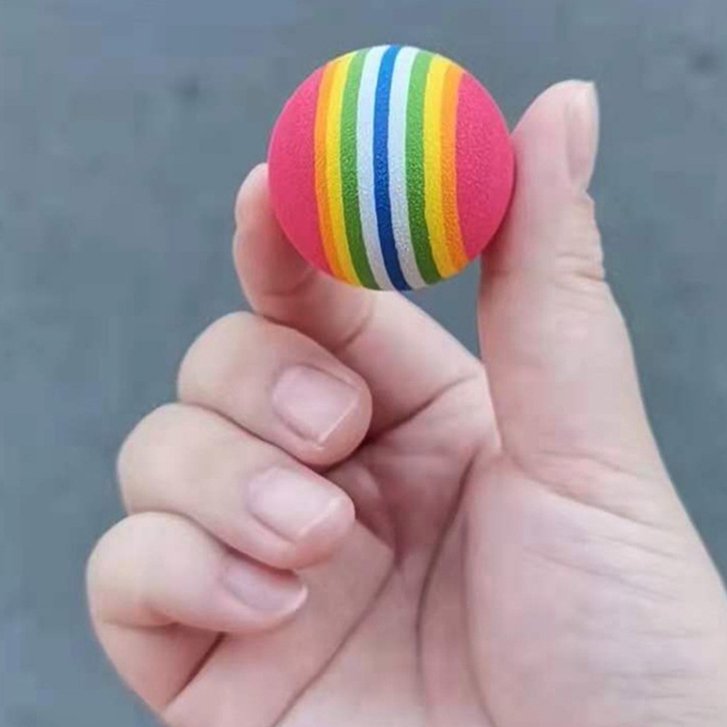 Pet Cat Puppy Toy Ball Rainbow Mengunyah Bola Interaktif Tumbuh Gigi Mainan Menyenangkan