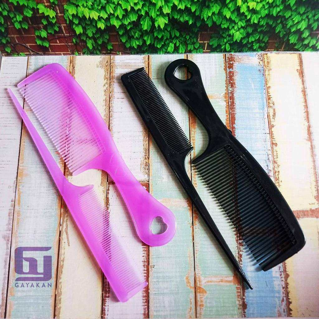 Set 2 Pcs Sisir Rambut Fancy Gagang dan Tulang Warna dan Hitam Ukuran Besar