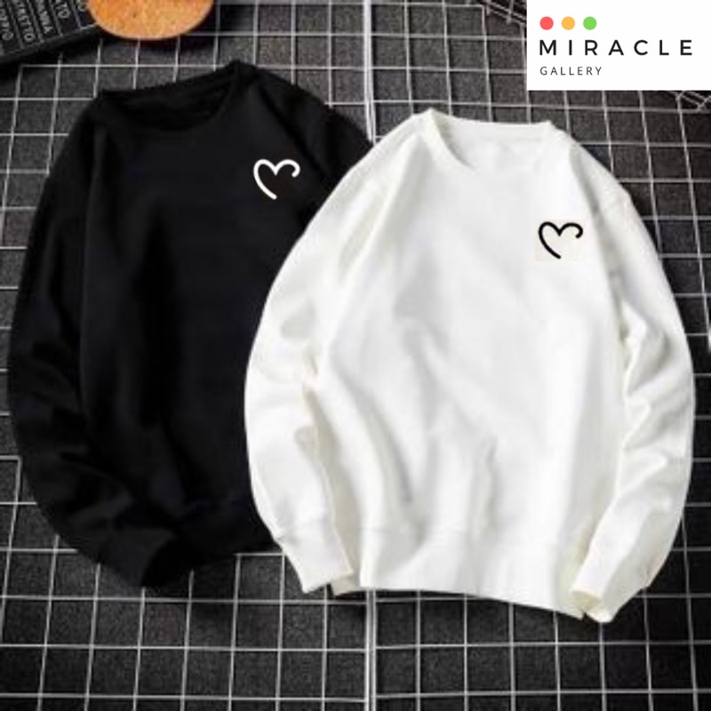 Sweater Oblong Crewneck Couple / Baju Pasangan LOVE SIGN Bahan Fleece Premium