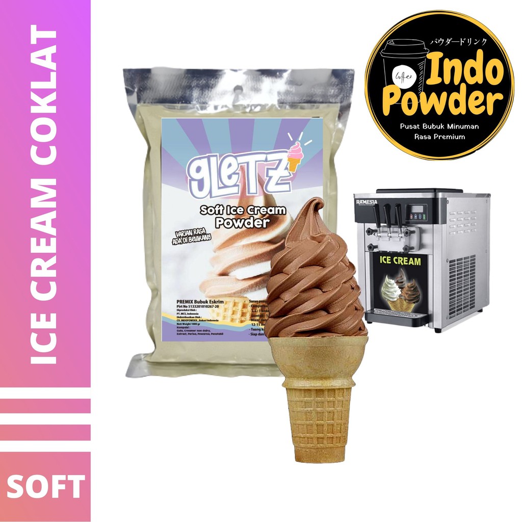 SOFT ICE CREAM COKLAT 1Kg - Bubuk Es Krim Coklat - Bubuk Es Krim - SOFT ICE CREAM Powder 1Kg