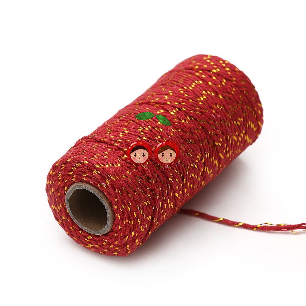 

Bakers Twine Benang Ikat Katun Hias Tali Warna Merah Emas Red Gold 2mm 10M