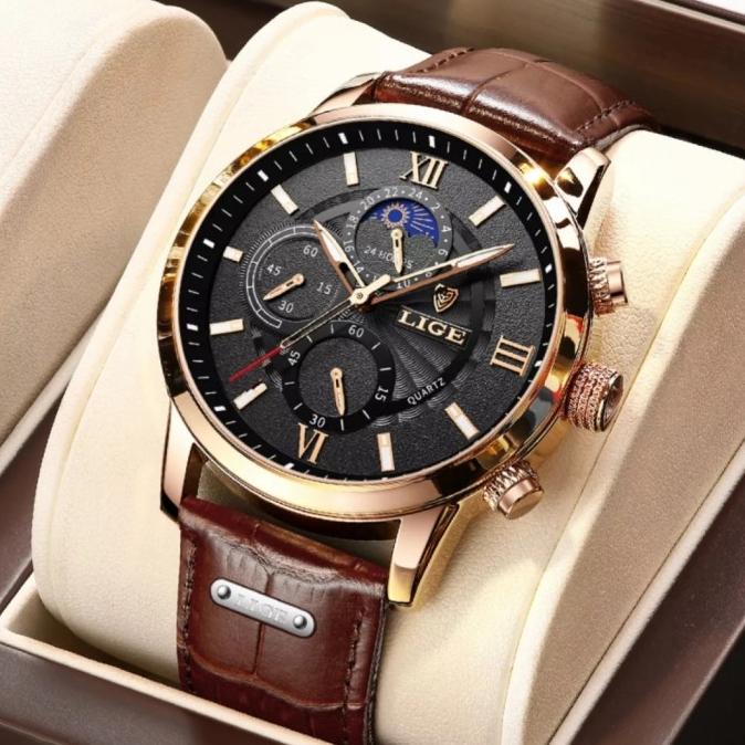 LIGE original jam tangan pria 2021 anti air olahraga kronograf
