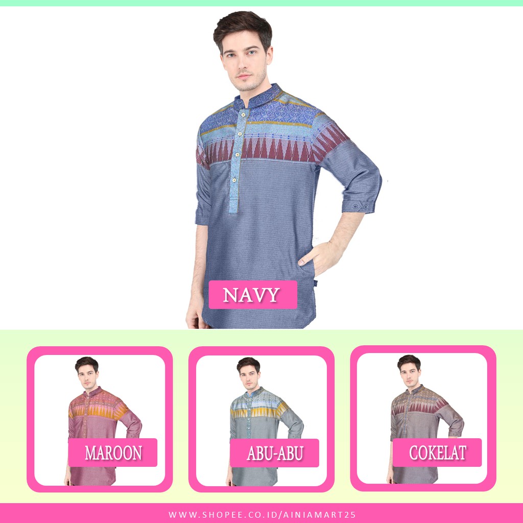 Baju koko songket pria premium Navy Abu maroon cokelat batik original Iyyaka