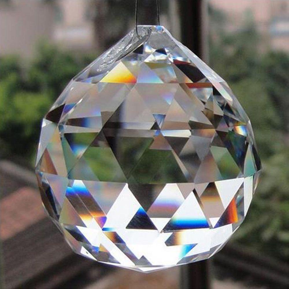 Rebuy Bola Kristal Bening Lampu Dekorasi DIY Aksesoris Chandelier Gantung Pendant