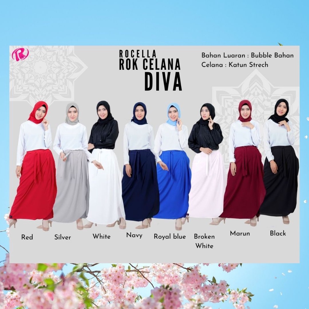ROCELLA ROK CELANA DIVA, ROK CELANA WANITA, ROK CELANA MUSLIMAH, ROK CELANA POLOS, ROK CELANA PANJAN
