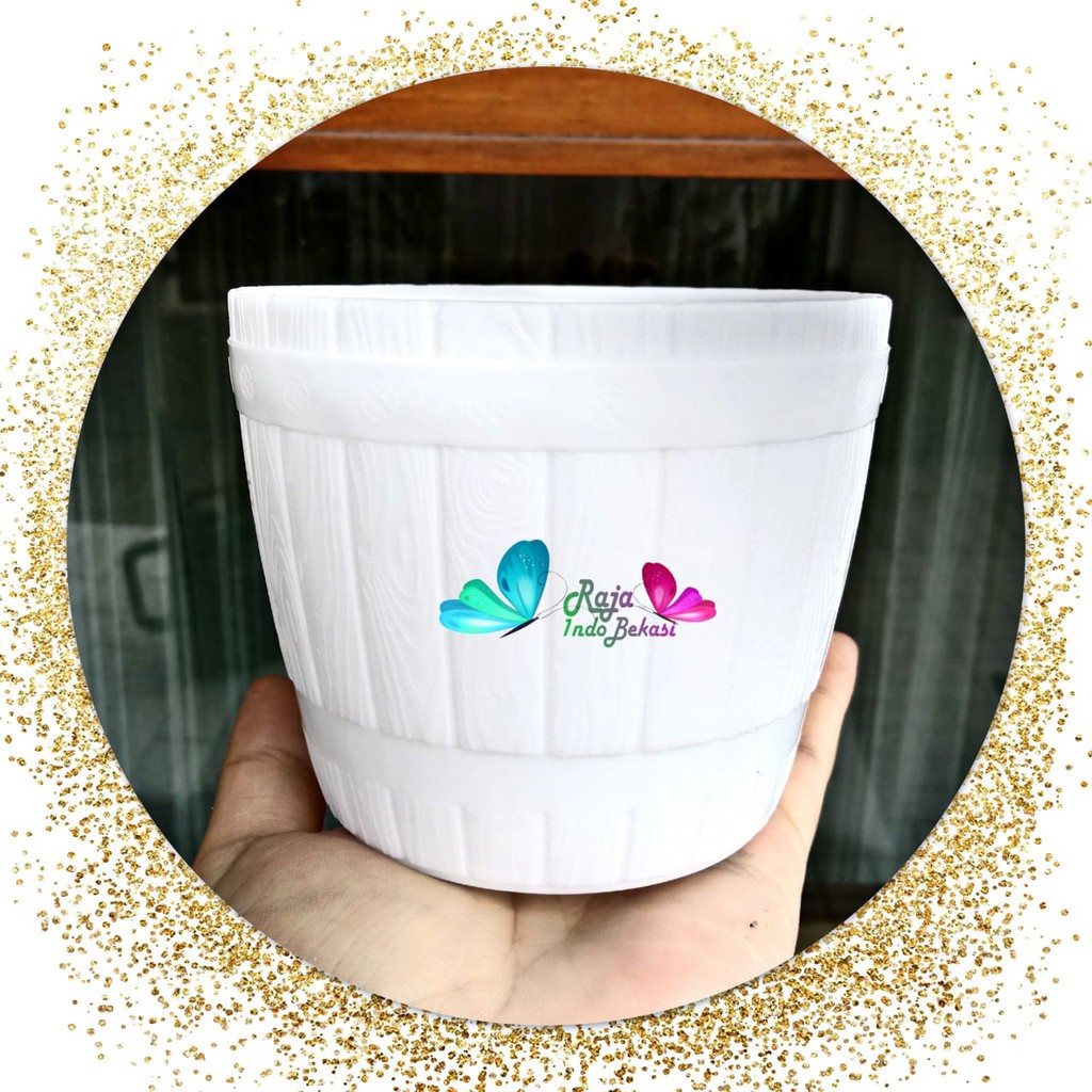 Pot Gentong Lovenia 12 Putih Pot Gentong 12 (10CM) Putih Pot Bunga Plastik 12 Bibit Bunga Putih