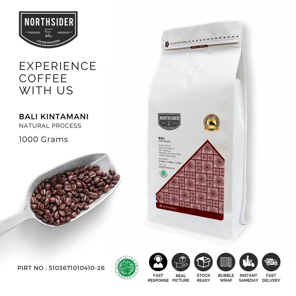 BIJI KOPI ARABIKA BALI KINTAMANI NATURAL - 1KG NORTHSIER COFFEE