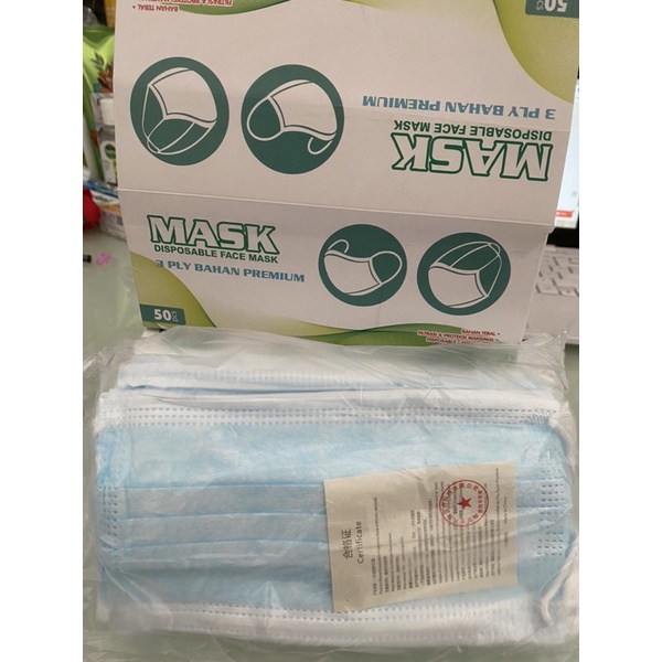 Masker 3 ply Non - Hijab ( 1 Box isi 50pc)