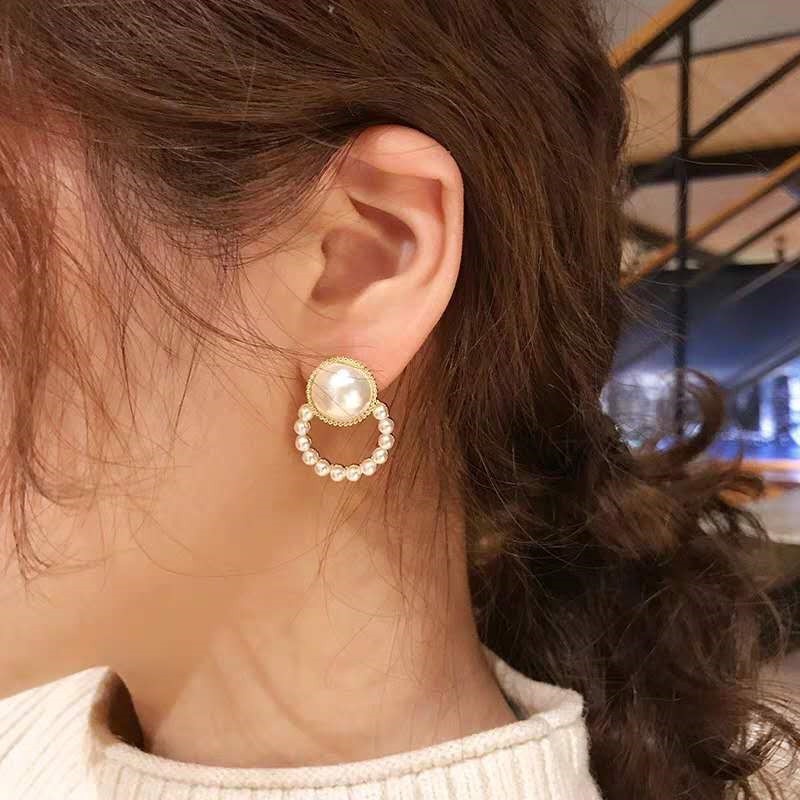 Anting Stud Hias Mutiara Gaya Retro Perancis Untuk Wanita