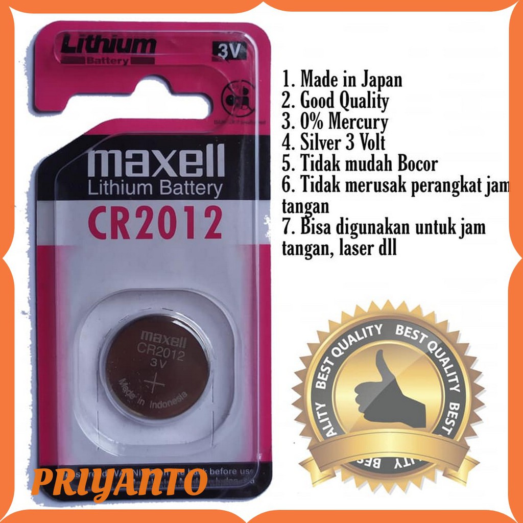 Battery Batrai Batre Kancing Maxell Cr-2012 Cr 2012 Cr2012 Original