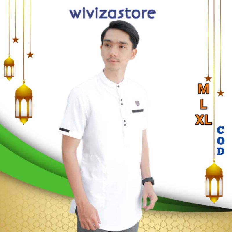Koko Putih Lengan Pendek Baju Koko Polos Kemeja Polos Lengan Pendek Atadan Koko Dewasa